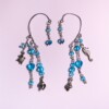 Ear Cuffs Zeeleven | Handgemaakte oorhangers met blauwe glaskralen, schildpad en zeepaardje | Draagbaar zonder gaatjes