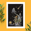 Fishing by the lake of the falling stars ansicht kaart A6