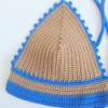 Gehaakt topje | Lichtbruin en blauw