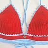 Gehaakt topje | Rood en lichtblauw