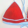 Gehaakt topje | Rood en lichtblauw