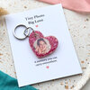 Gepersonaliseerde Foto Sleutelhanger Hart van Resin | Handgemaakt Cadeau met Eigen Foto