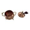 Hand-Hammered Moroccan Copper Sugar Bowl – Brass Handle – Footed Artisan Bowl – Traditional Tea Set Decor – Boho Kitchen Gift.