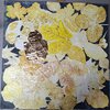 🍂 Handgemaakt Mixed-Media Kunstwerk – "Goud op de Bosbodem" (40x40 cm)