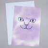 Handgemaakte Kaart Print, Katten Gezicht, Lila Paars Goud Glitter