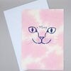 Handgemaakte Kaart Print, Katten Gezicht, Roze Goud Glitter