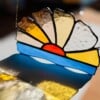 Handgemaakte Tiffany Glas-in-Lood Zons seeopgang Hanger