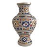 Handmade Fes Ceramic Vase, Moroccan Hand Painted Geometric Floral Design, Unique Artisan Inlaid Maillechort Fez Vase, Boho Home Decor-Nickel