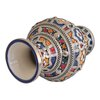 Handmade Fes Ceramic Vase, Moroccan Hand Painted Geometric Floral Design, Unique Artisan Inlaid Maillechort Fez Vase, Boho Home Decor-Nickel