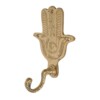 Handmade Moroccan Brass Hamsa Wall Hook - Antique Unlacquered Khmissa Hand.