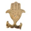 Handmade Moroccan Brass Hamsa Wall Hook - Antique Unlacquered Khmissa Hand.