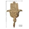 Handmade Moroccan Brass Hamsa Wall Hook - Antique Unlacquered Khmissa Hand.