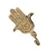Handmade Moroccan Brass Hamsa Wall Hook - Antique Unlacquered Khmissa Hand.