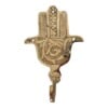 Handmade Moroccan Brass Hamsa Wall Hook - Antique Unlacquered Khmissa Hand.