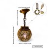 Handmade Moroccan Brass Pendant Light, Lotus Leaf Design, Art Deco Vintage Gold Patina, E27 Bulb & Cable, Unique Boho Home Decor Gift