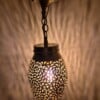 Handmade Moroccan Brass Pendant Light, Lotus Leaf Design, Art Deco Vintage Gold Patina, E27 Bulb & Cable, Unique Boho Home Decor Gift