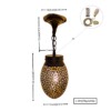 Handmade Moroccan Brass Pendant Light, Lotus Leaf Design, Art Deco Vintage Gold Patina, E27 Bulb & Cable, Unique Boho Home Decor Gift