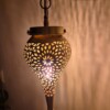 Handmade Moroccan Brass Pendant Light, Lotus Leaf Design, Art Deco Vintage Gold Patina, E27 Bulb & Cable, Unique Boho Home Decor Gift