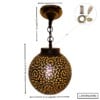 Handmade Moroccan Brass Pendant Light, Lotus Leaf Design, Art Deco Vintage Gold Patina, E27 Bulb & Cable, Unique Boho Home Decor Gift