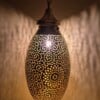 Handmade Moroccan Brass Pendant Light, Lotus Leaf Design, Art Deco Vintage Gold Patina, E27 Bulb & Cable, Unique Boho Home Decor Gift