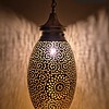 Handmade Moroccan Brass Pendant Light, Lotus Leaf Design, Art Deco Vintage Gold Patina, E27 Bulb & Cable, Unique Boho Home Decor Gift