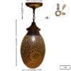 Handmade Moroccan Brass Pendant Light, Lotus Leaf Design, Art Deco Vintage Gold Patina, E27 Bulb & Cable, Unique Boho Home Decor Gift