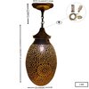 Handmade Moroccan Brass Pendant Light, Lotus Leaf Design, Art Deco Vintage Gold Patina, E27 Bulb & Cable, Unique Boho Home Decor Gift