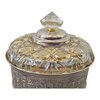 Handmade Moroccan Candy Bowl Set of 3-Silver metal and crystal glass lid with gold knob-Engraved base Bonbonniere -Luxury vintage gift .