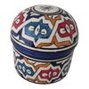 Handmade Moroccan Ceramic Sugar Pot – Hand-Painted Earthenware Herb Pot – Decorative Glazed Pot for Kitchen & Pantry