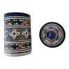 Handmade Moroccan Ceramic Sugar Pot – Hand-Painted Earthenware Herb Pot – Decorative Glazed Pot for Kitchen & Pantry