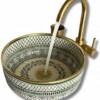 Handmade Moroccan Ceramic Vessel Sink 12 inch Countertop Basin with and without Brass Rim Above Counter Wash Basin Farmhouse Bathroom Decor.