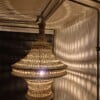 Handmade Moroccan Crochet Pendant Lamp Jouj-Boho Hippie Hanging Light, Sculptural Boho Ceiling Lamp, Warm Ambient Lighting.