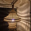 Handmade Moroccan Crochet Pendant Lamp Jouj-Boho Hippie Hanging Light, Sculptural Boho Ceiling Lamp, Warm Ambient Lighting.