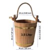 Handmade Solid Wood Bucket | Rustic Farmhouse Decor for Home, Garden, Sauna & SPA 3,5L