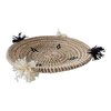 Handwoven Rattan Seagrass Basket | Decorative Boho Home Decor | Wool Thread Accent | Woven Storage Basket | Unique Eco Friendly Gift