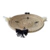 Handwoven Rattan Seagrass Basket | Decorative Boho Home Decor | Wool Thread Accent | Woven Storage Basket | Unique Eco Friendly Gift