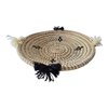 Handwoven Rattan Seagrass Basket | Decorative Boho Home Decor | Wool Thread Accent | Woven Storage Basket | Unique Eco Friendly Gift