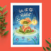 In it to ribbit, kikker paddestoel ansichtkaart A6