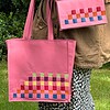 Lederen vlechtwerk-tas Aardbei, groot