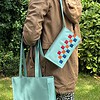 Lederen vlechtwerk-tas Blauwe Bes, groot