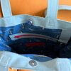 Lederen vlechtwerk-tas Blauwe Bes, groot