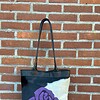 Leren totebag paarse roos