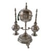 Moroccan Ritual Set 2 Handcrafted Brass Mricha Rose Water Sprinklers, Silver Fez Bakhoor Burner, Traditional Bakhoor, Unique Spiritual Gift