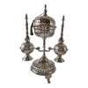 Moroccan Ritual Set 2 Handcrafted Brass Mricha Rose Water Sprinklers, Silver Fez Bakhoor Burner, Traditional Bakhoor, Unique Spiritual Gift