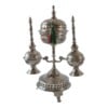 Moroccan Ritual Set 2 Handcrafted Brass Mricha Rose Water Sprinklers, Silver Fez Bakhoor Burner, Traditional Bakhoor, Unique Spiritual Gift