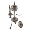 Moroccan Ritual Set 2 Handcrafted Brass Mricha Rose Water Sprinklers, Silver Fez Bakhoor Burner, Traditional Bakhoor, Unique Spiritual Gift