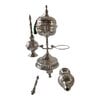 Moroccan Ritual Set 2 Handcrafted Brass Mricha Rose Water Sprinklers, Silver Fez Bakhoor Burner, Traditional Bakhoor, Unique Spiritual Gift