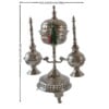 Moroccan Ritual Set 2 Handcrafted Brass Mricha Rose Water Sprinklers, Silver Fez Bakhoor Burner, Traditional Bakhoor, Unique Spiritual Gift