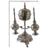 Moroccan Ritual Set 2 Handcrafted Brass Mricha Rose Water Sprinklers, Silver Fez Bakhoor Burner, Traditional Bakhoor, Unique Spiritual Gift