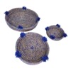 Multifunctional Boho Handwoven Round Rattan -Seagrass Trays – Set of 3, Moroccan Wall Decor & Kitchen Storage.